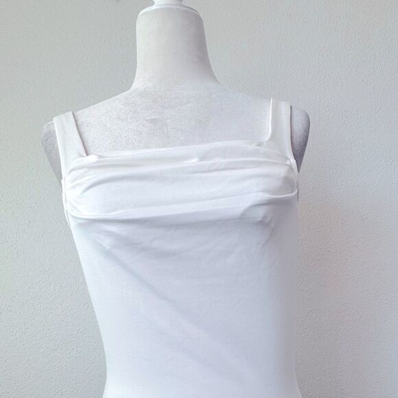 Commense White Tank Top Ruched Square Neck Wide Straps SZ S NEW - Picture 10 of 14
